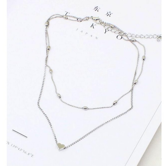 4 for $20 Layered Heart Choker Necklace (Silver) - Picture 5 of 6